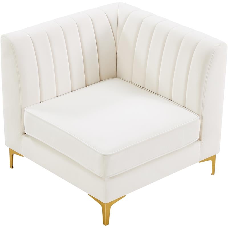 Maklaine Contemporary 31''H x 33.5''W x 33.5''D Cream Velvet Corner Chair