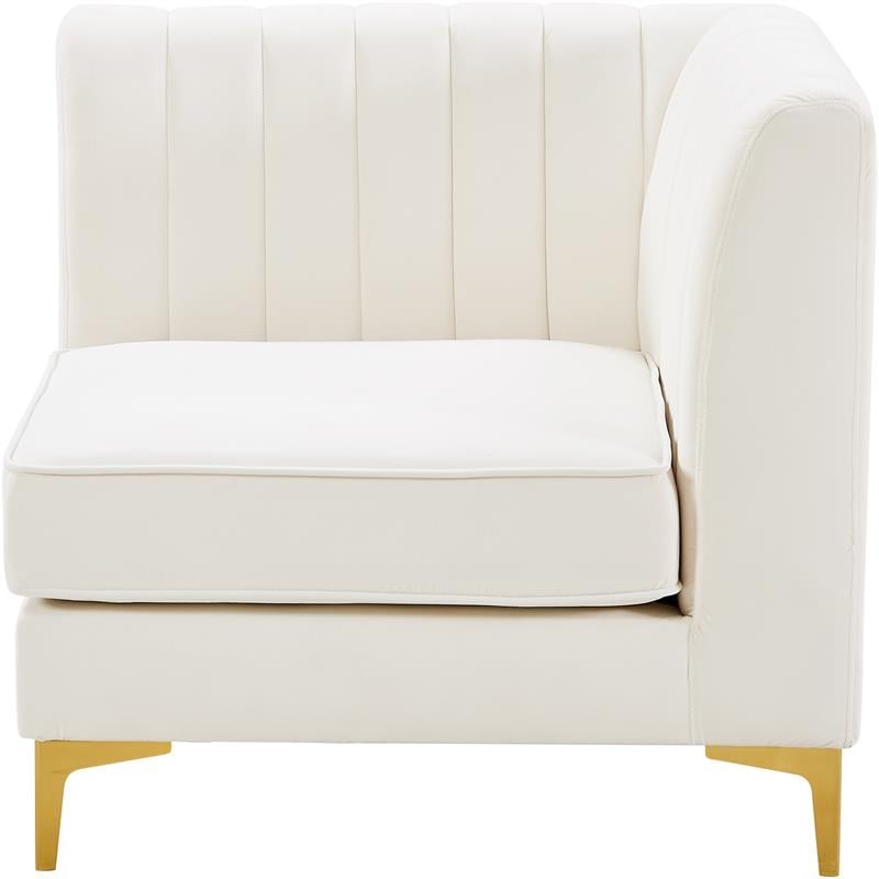 Maklaine Contemporary 31''H x 33.5''W x 33.5''D Cream Velvet Corner Chair