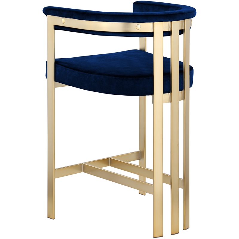 Maklaine Contemporary Navy Velvet Counter Stool - Set of 2