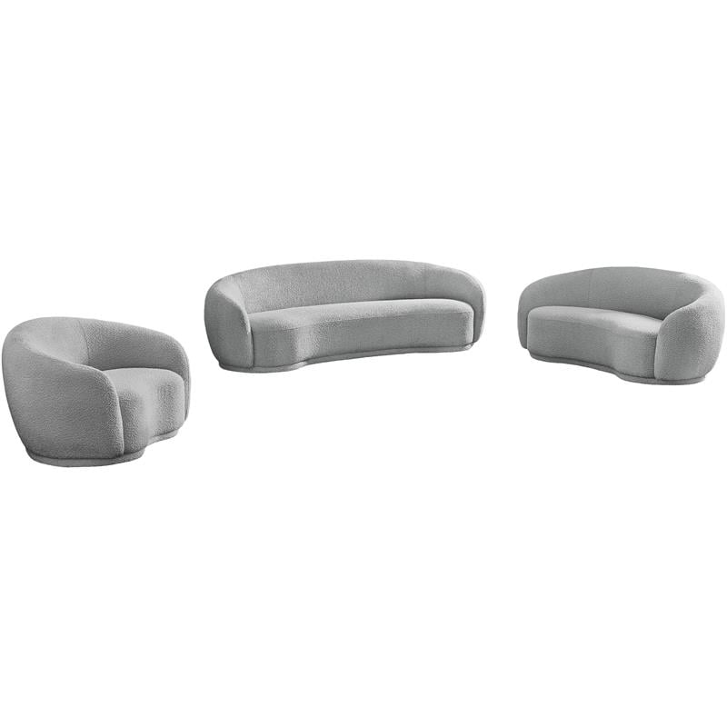 Maklaine Contemporary Boucle Fabric Loveseat With Rounded Back in Gray