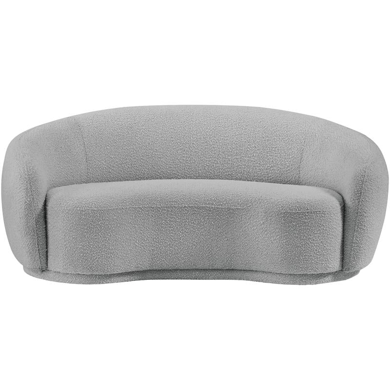 Maklaine Contemporary Boucle Fabric Loveseat With Rounded Back in Gray