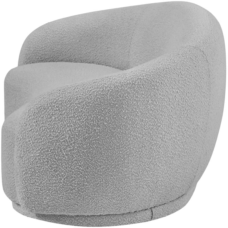Maklaine Contemporary Boucle Fabric Loveseat With Rounded Back in Gray