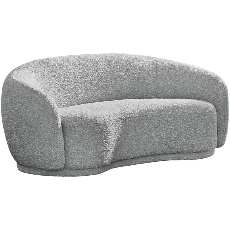 Maklaine Contemporary Boucle Fabric Loveseat With Rounded Back in Gray