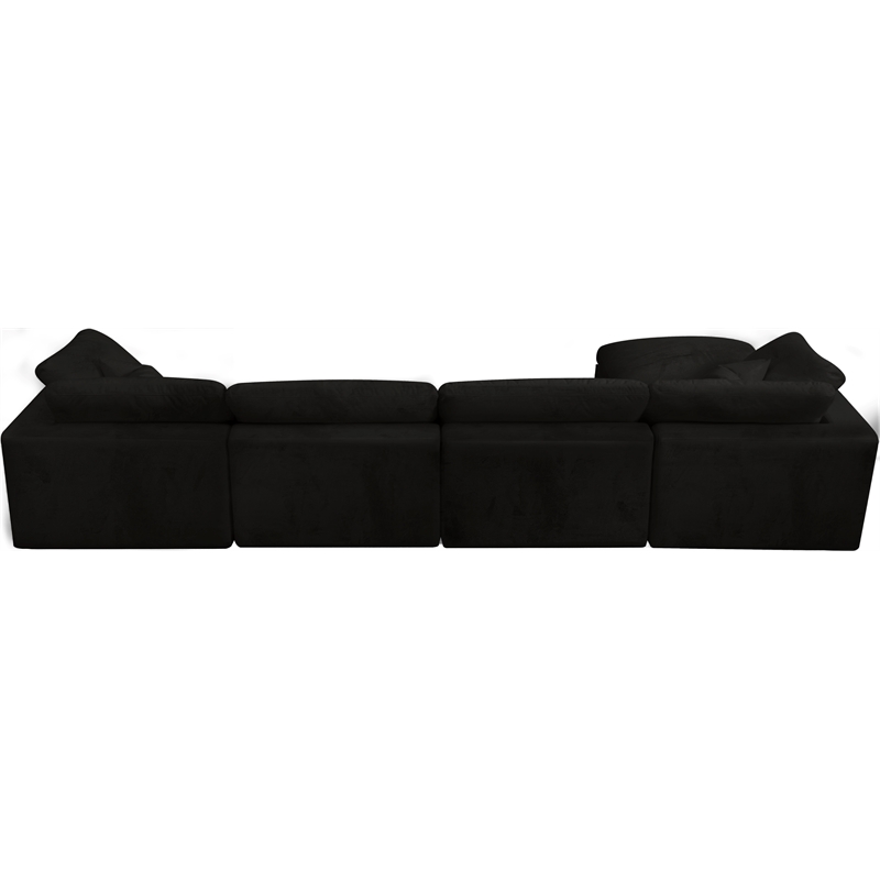 Maklaine Contemporary 32''H x 158''W x 80''D Black Velvet Modular Sectional