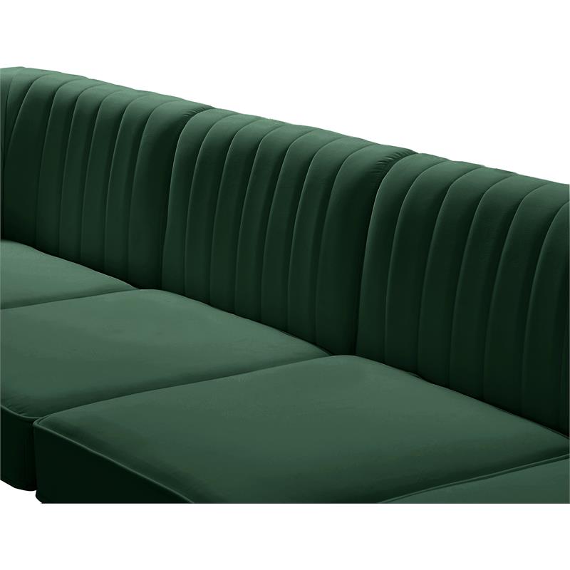 Maklaine Contemporary 31''H x 145''W x 93''D Green Velvet Modular Sectional