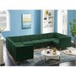 Maklaine Contemporary 31''H x 145''W x 93''D Green Velvet Modular Sectional