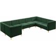 Maklaine Contemporary 31''H x 145''W x 93''D Green Velvet Modular Sectional