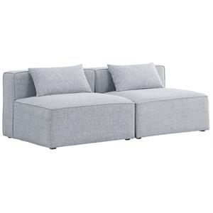 Maklaine Contemporary 26''H x 72''W x 36''D Grey Durable Linen Modular Sofa
