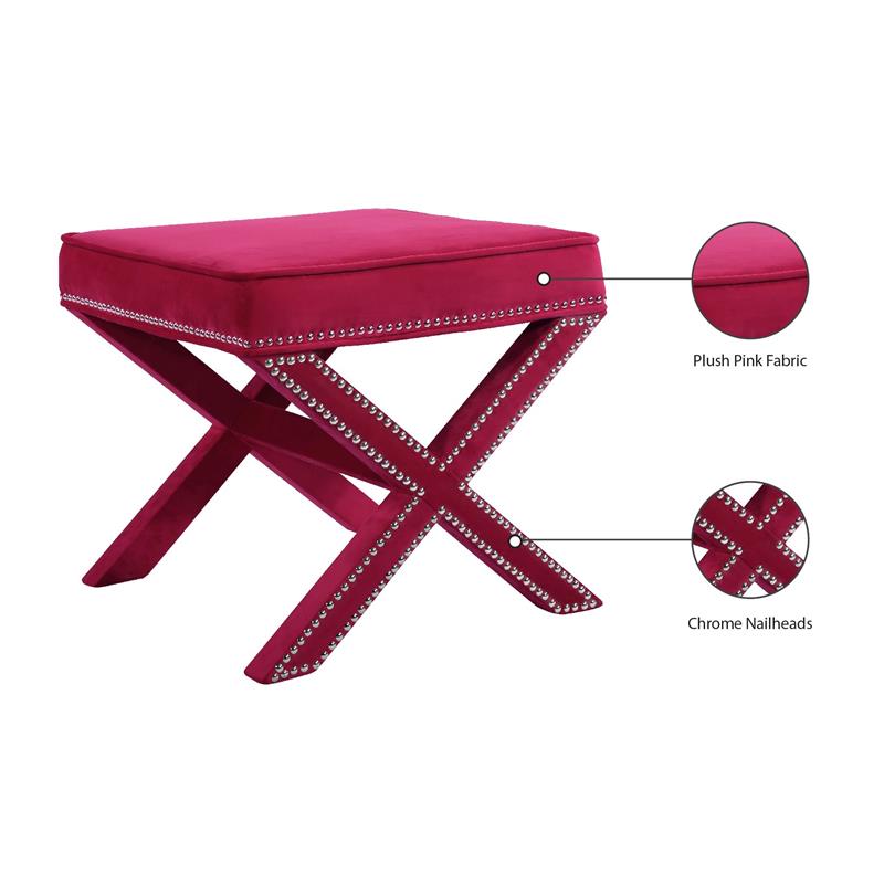 Maklaine Modern 19''H x 20.5''W x 20.5''D Contemporary Ottoman/Bench in Pink