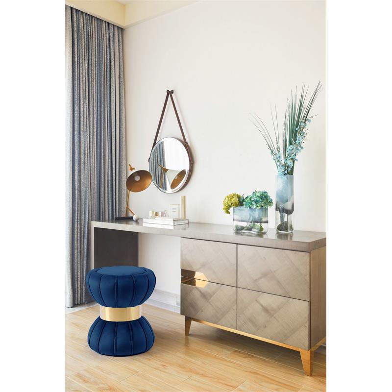 Maklaine Modern 17''H x 15.5''W x 15.5''D Contemporary Ottoman/Stool in Navy