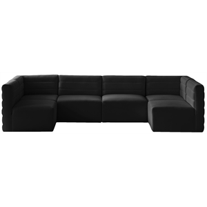 Maklaine Contemporary 30.5''H x 126''W x 63''D Black Velvet Modular Sectional