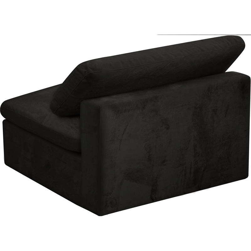 Maklaine Contemporary Velvet Modular Armless Chair in Soft Black