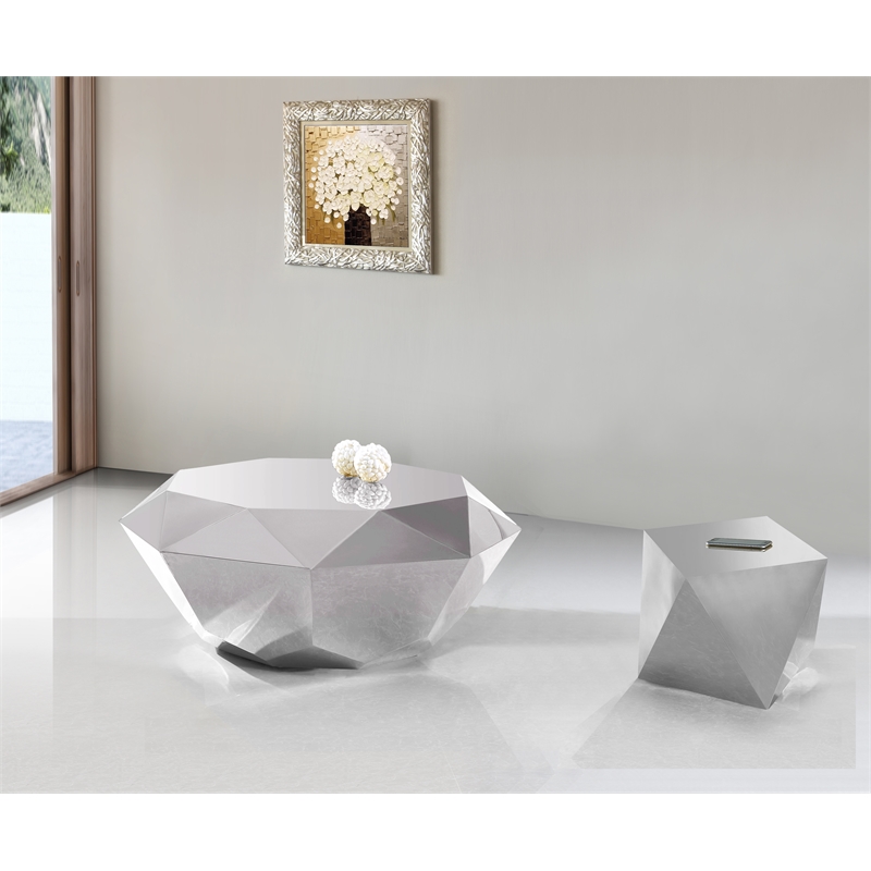 Maklaine Modern Metal 15.5''H x 39''W x 39''D Diamond Shaped Steel Coffee Table