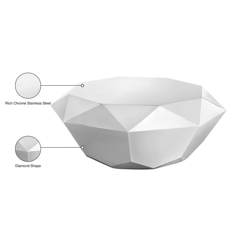 Maklaine Modern Metal 15.5''H x 39''W x 39''D Diamond Shaped Steel Coffee Table