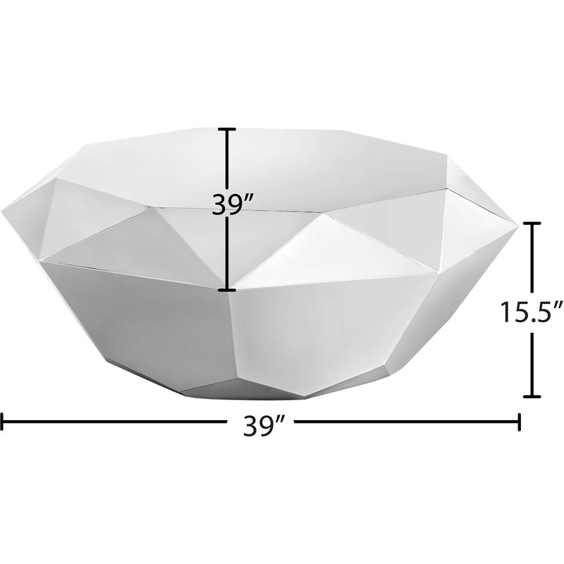 Maklaine Modern Metal 15.5''H x 39''W x 39''D Diamond Shaped Steel Coffee Table