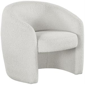 Maklaine Boucle Fabric Cream Accent Chair Rounded Back Contemporary 30&quotH x 33.5&quotW x 30.5&quotD