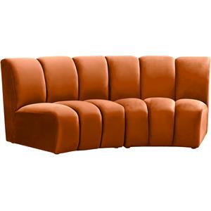 Maklaine 2pc  Contemporary VelvetModular Sectional in Mahogany
