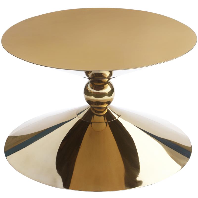 Maklaine Sculptural Design Hourglass Shaped Modern Metal Coffee Table in Gold