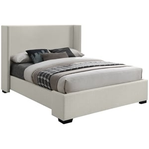Maklaine 53''H x 85''W x 86.6''D Beige Linen Textured Fabric King Bed