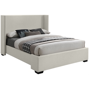 Maklaine Linen Beige Queen Bed Wing Back Rectangular 86.6&quot Unassembled