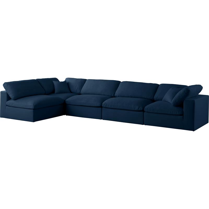 Maklaine 32''H x 140''W x 70''D Navy Velvet Standard Modular Sectional