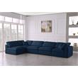 Maklaine 32''H x 140''W x 70''D Navy Velvet Standard Modular Sectional