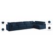 Maklaine 32''H x 140''W x 70''D Navy Velvet Standard Modular Sectional