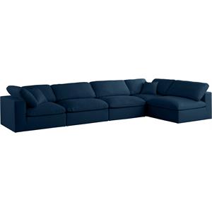 Maklaine 32''H x 140''W x 70''D Navy Velvet Standard Modular Sectional