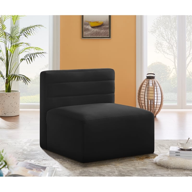 Maklaine 30.5''H x 31.5''W x 31.5''D Black Velvet Modular Armless Chair
