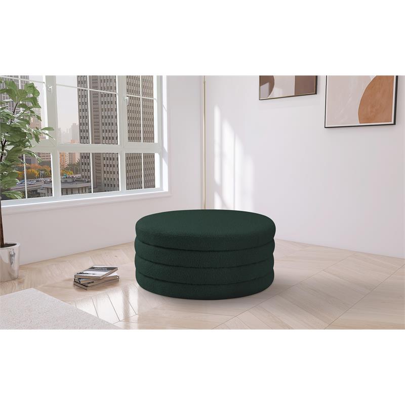 Maklaine Contemporary Boucle Fabric Ottoman/Coffee Table in Rich Green