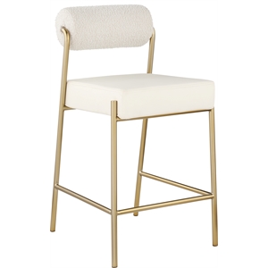 Maklaine 37''H x 18.5''W x 22.5''D Cream Faux Leather / Boucle Counter Stool