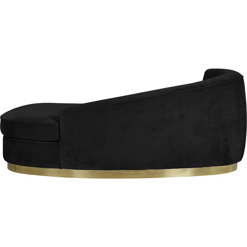 Maklaine 29''H x 71''W x 40.5''D Curved Back Velvet Chaise in Black and Gold