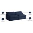 Maklaine 32''H x 78''W x 40''D Deluxe Navy Linen Fabric Modular Armless Sofa