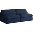 Maklaine 32''H x 78''W x 40''D Deluxe Navy Linen Fabric Modular Armless Sofa