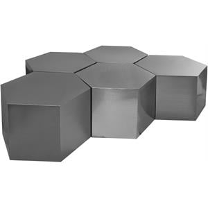 Maklaine Modular 5-Piece Modern Metal Coffee Table in Brushed Chrome