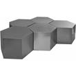 Maklaine Modular 5-Piece Modern Metal Coffee Table in Brushed Chrome