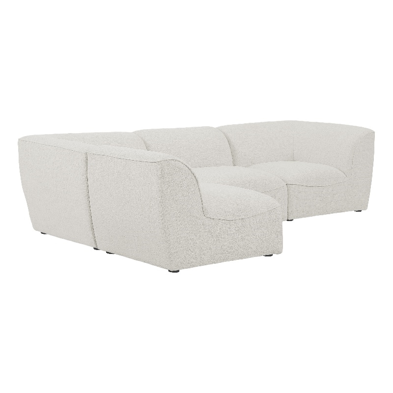 Maklaine Contemporary Fabric Modular Sectional in Soft Cream