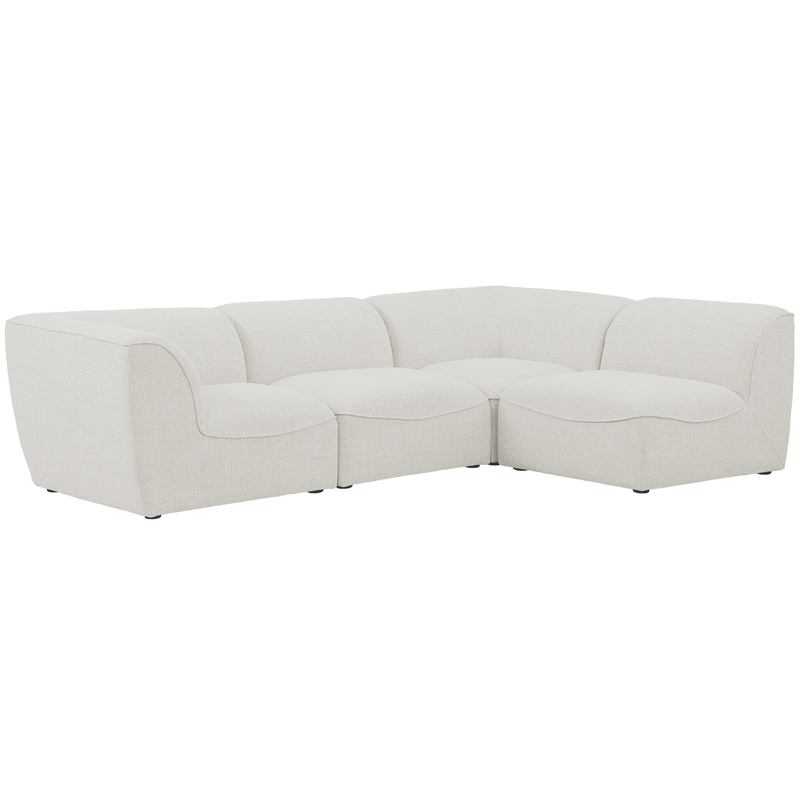 Maklaine Contemporary Fabric Modular Sectional in Soft Cream