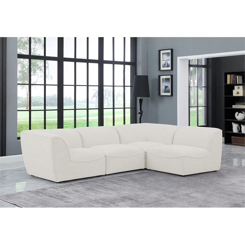 Maklaine Contemporary Fabric Modular Sectional in Soft Cream
