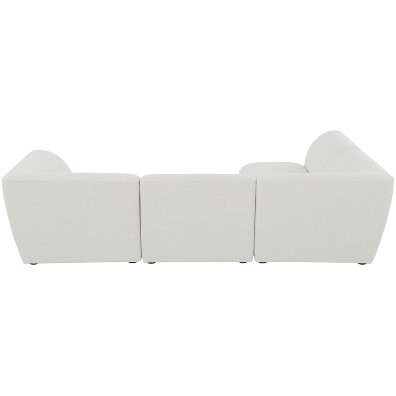 Maklaine Contemporary Fabric Modular Sectional in Soft Cream