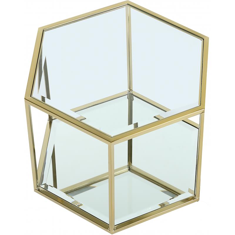 Maklaine Modular Stainless Steel/Glass Coffee Table in Brushed Gold