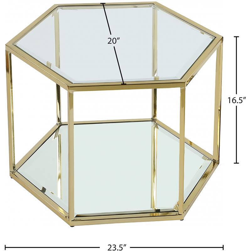 Maklaine Modular Stainless Steel/Glass Coffee Table in Brushed Gold