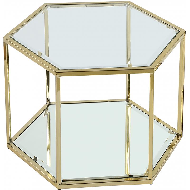 Maklaine Modular Stainless Steel/Glass Coffee Table in Brushed Gold