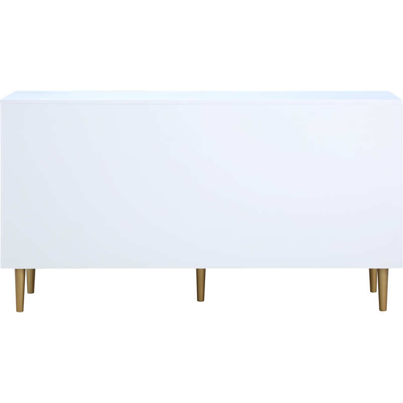Maklaine 6-Drawer Contemporary Metal Double Dresser in Rich White