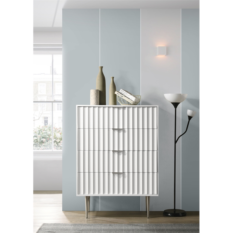 Maklaine 50''H x 36''W x 17''D  Chest in White Medium Gloss Finish