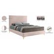 Maklaine Pink Velvet King Bed with Gold and Chrome Legs Included