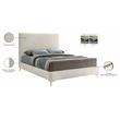 Maklaine Cream Velvet King Bed with Gold and Chrome Legs Included