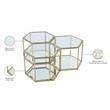 Maklaine 3-Piece Modular Stainless Steel and Glass Coffee Table in Brushed Gold