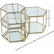 Maklaine 3-Piece Modular Stainless Steel and Glass Coffee Table in Brushed Gold