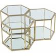 Maklaine 3-Piece Modular Stainless Steel and Glass Coffee Table in Brushed Gold